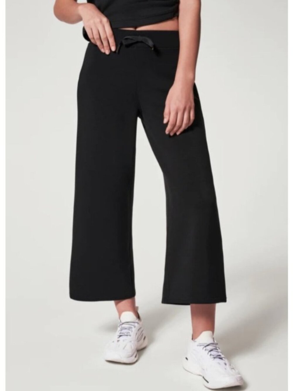 NEW Spanx Air Essentials Wide Leg Cropped Pull-On Pants XL Petite Black Casual